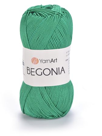 Yarn Art Begonia 6334, 100% cotone, puro cotone di alta qualità, per lavori a maglia, uncinetto e amigurumi, colori brillanti, 50 g, 169 m