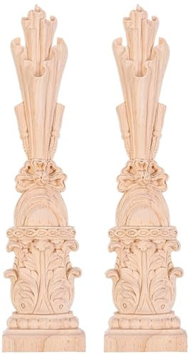 VILLCASE Wood Carved Appliques, 2 Pack Unpainted Onlays Decals, Carved Overlays Natural Wood Trim Appliques for Bed, Door, Cabinet, Dresser, Wardrobe, Furniture Decoration