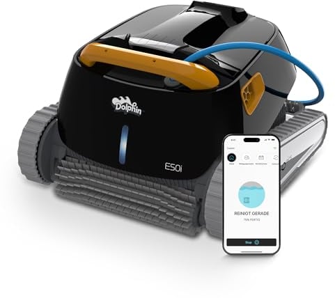 Dolphin E50i Robot Nettoyeur de Piscine électrique - Nettoyage des parois, Piscine enterrée Jusqu’à 15 m