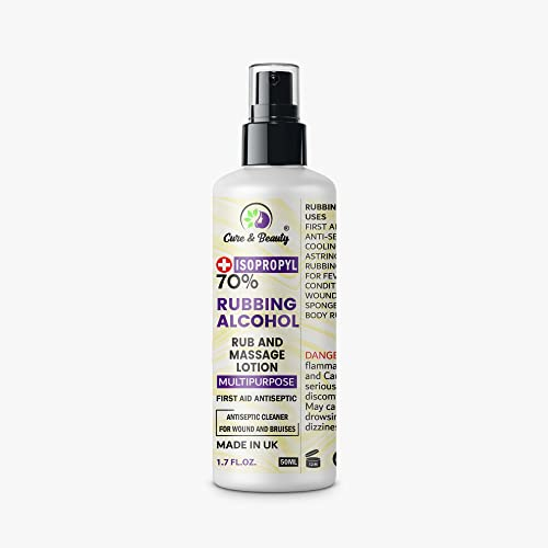 AFRO Cure & Beauty Isopropyl 70% IPA Rubbing Alcohol First Aid Antiseptic Cleanser & Cleaning (50ML WITH SPRAY)
