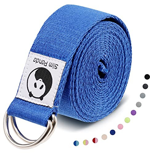 Slim Panda Cinturón de Yoga de Algodón, Práctica Correa Con Bucles Metálicos para Yoga, Estiramiento, Fitness, Pilates y Gimnasia (250cm)