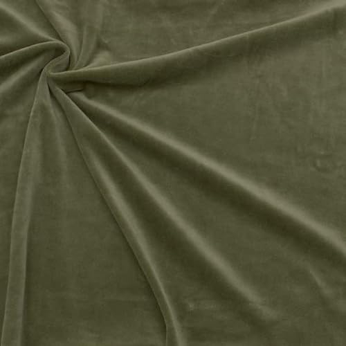 STOFFKONTOR Nicki Baumwollstoff Stoff - kuschelweicher Wohlfühlstoff, Kinderstoff - Meterware, Farbe Oliv-Grün - zum Nähen von Kinderkleidung, Hausanzügen, Kissen