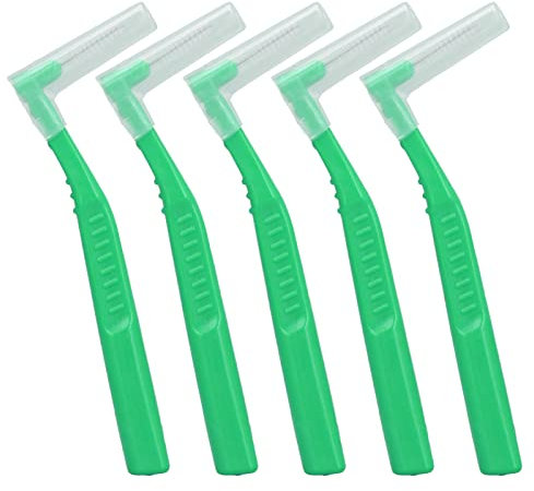 Fdit 5 L-förmige Interdentalbürsten Zum Effektiven Reinigen von Plaque und Entfernen von Zahnspangen Geeignet für die Zahnpflege (Grün)