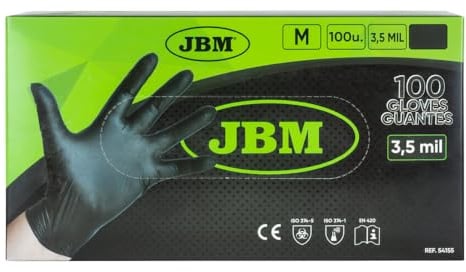 GUANTES Negros DESECHABLES DE NITRILO T:M 3.5MIL