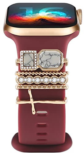 Charms per Cinturino Apple Watch 46mm 44 mm 40mm 41mm 45mm 38mm 42mm Donna,Anelli decorativi Loops in metallo per iWatch serie 10 9 8 7 se 6 5 4 3/Galaxy watch 7 6 5 4 FE Cinturini Silicone Accessori