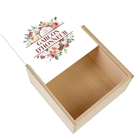 Box aus Holz – Ehrenjunge Hochzeit Brautstrauß Blumen (11 x 11 x 3,5 cm)