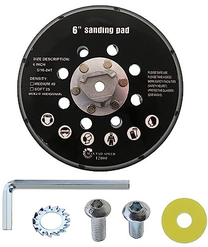 Par de discos de lijado de 17 agujeros de 6 pulgadas, almohadilla de repuesto para lijadora de gancho y bucle, compatible con Makita BO6030 y BO6040 Festool RO1 ES150 ET2