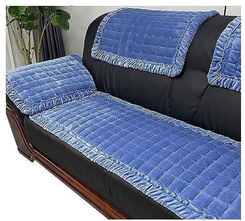 Samt-Sofabezug Ecksofa L Form Sofa Überzug Couchbezug Sofa/Couch Wurfdecke Eckcouch 4/3/2/1 Sitzer Sofaschutz Schonbezug Sofaschoner Sofabezüge Rutschfest Hund Katze ( Color : Blau , Size : 55x160cm(1