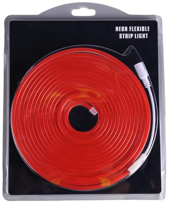 JANDEI - Striscia LED Neon Flessibile 12V, 5M 6x12mm 120 Led/Metri. Colore Rosso. Tagliare Ogni 2,5 cm. Decorazione Interna ed Esterna, Perfetta per la Casa, il Lavoro, le Insegne...