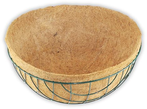 ProFlora® Drahtkorb mit Kokoseinlage als Wandampel - 3teiliges-Set Drahtkorb, Kette und Einlage grün (Ø40cm)