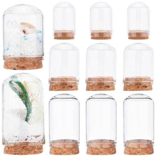 CRASPIRE 26Pcs 3 Size Glass Display Cloche Dome with Cork Base Bell Jar Mini Stand Cover Decorative DIY Vial Terrarium Cabochons Bottles Container Wood for Flower Storage Cover Christams Party Favors