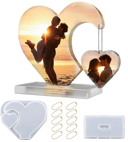 Bymivofun Stampi in Resina per Cornici di Foto d'Amore, Stampo in Silicone per Cornici a Forma di Cuore, per Compleanno Valentines Matrimonio Anniversario Foto Decorazione Casa