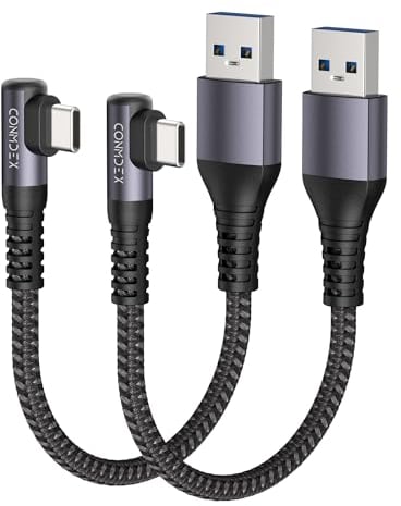CONMDEX Cavo USB a USB C Ad Angolo Retto 20CM/0.2M 10Gbps Dati Tipo C Android Auto USB 3.1 Gen2 3.1A QC3.0 Da A a C Ricarica Rapida per iPhone 15 Pro max Samsung Note20 Galaxy S23/S22 Pixel 8 2Pack