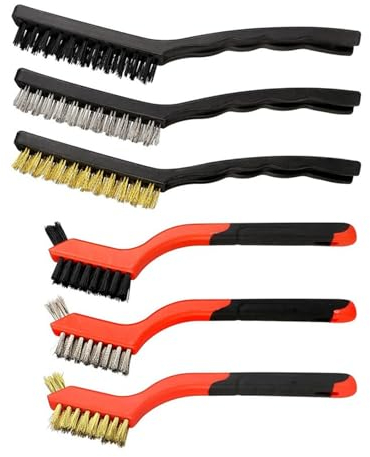 Kirgizta 6 Piezas Cepillo de Alambre Acero Inoxidable Latón Nylon,Cepillo Metalico Limpieza,Cepillos para Eliminar óxido de Metal Para Limpiar Escoria de Soldadura,Suciedad Grasa,Óxido,215/180mm