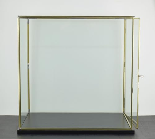 EMH Grande vitrine en verre et laiton fabriquée à la main avec base et porte noires 41,5 cm