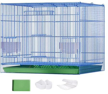 Folpus Kaninchenkäfig, Meerschweinchenkäfig, Metalldraht, langlebig, mit Tablett, Netz, Villa, Innenbereich, Hasenstall für kleine Haustiere, Kaninchen, blau A