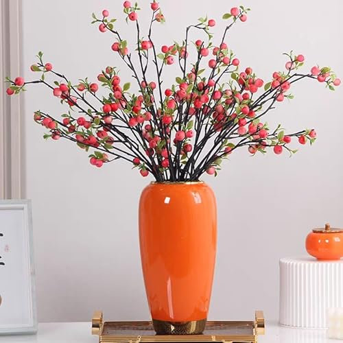 Große Keramikvase, orange, 30 cm hoch, rustikale dekorative Vasen, Terrakotta-Vasen, minimalistische Heimdekoration für Wohnzimmer, Eingangstisch, Küche, Schlafzimmer, Hochzeit, Einweihungsgeschenk
