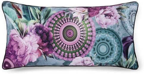 hip Polyvelvet Dekokissen 30x60 Bandhura mandalas and flowers bunt