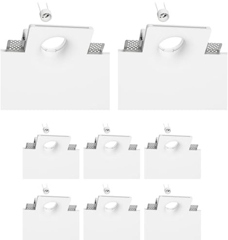 ledscom.de 8 Stück Deckeneinbauleuchte GIEDI, Gips, weiß matt, 12 x 12cm, 1x GU10 max. 15W