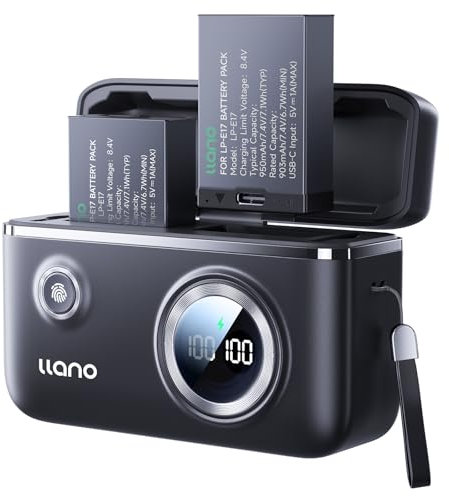 llano 2er-Pack LP-E17-Akkus (USB-C) und schnelles Dual-USB-Ladegerät für Canon EOS R50 RP R10 R8, Rebel T8i, T7i, T6i, T6s, SL2, SL3, EOS M3, M5, M6, EOS 200D, 77D, 750D, 760D, 800D, 8000D