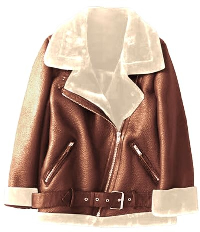 Bikerjacke Damen Leder - Winterjacke Damen Warm Gefüttert Fleece | Biker Style Lederjacke Winter Leder jacke Revers Reißverschluss Übergangsjacke Warme Damenjacke Fliegerjacke Motorradjacke