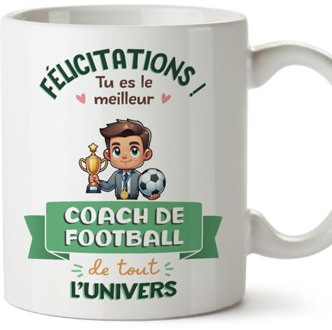 Mugffins Tasses pour COACH DE FOOTBALL - En Français - Cadeau original homme - Meilleur Univers Trophée - 11 oz / 330 ml