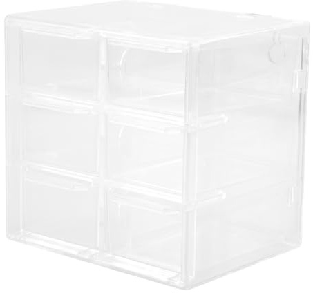 FRCOLOR Acryl Kontaktlinsenbehälter mit 6 Fächern und Schubladen Design Transparenter Staubschutz Praktischer Schreibtisch Organizer für Einfache Entnahme