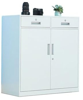 aktenschränke 1 mm Dicker Eisenschrank for Zuhause, Balkon, Werkzeugschrank, Büro-Aktenschrank mit Schloss, Aktendaten-Speicherschrank büroschrank(Weiß)