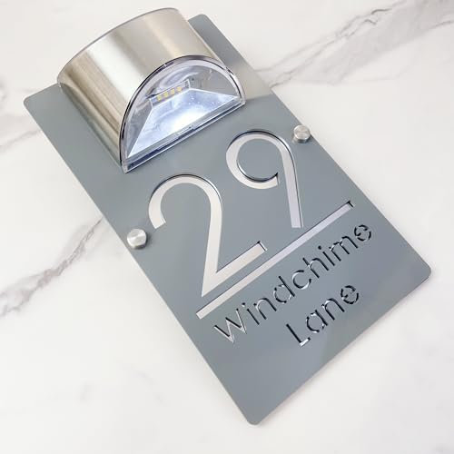 Personnalised Panneau solaire LED pour porte de maison, appartement, hôtel, yard, porche Gris argenté