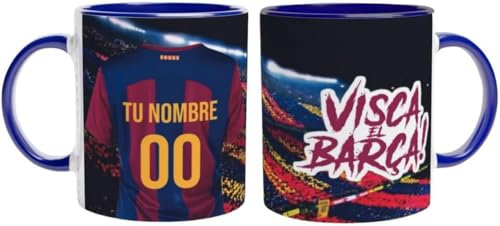 TAZALAND | Taza Personalizada Fútbol | Tazas de Desayuno equipo de Fútbol | Regalo Original para Aficionados del Futbol | Cosas de futbol para Niños | Regalos Originales (FC BARCELONA)