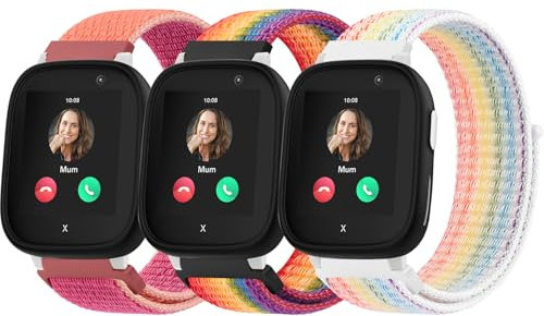 Amzpas 3 Stück Kinder Nylon Armbänder Kompatibel mit Xplora X6 Armband, Kids Smartwatch Mädchen Jungen Weich Verstellbare Ersatzbänder für Xplora X6 Play/Xplora X6 Pro Uhrenarmbänder