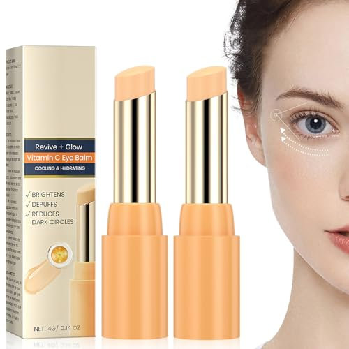 Vitamin C Augenbalsam, 2PCS Vitamin-C-Augenpflegestift, Vitamin C Augenpflege-Stift Mit Aufhellendem Effekt, Hydratisierende Augencreme, Reduziert Augenringe & Schwellungen Sofort Für Alle Hauttypen
