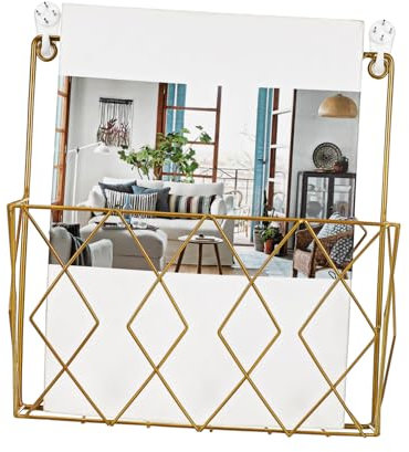 Gatuida Zeitschriftenhalter Aus Metall Mit Ablage Wandmontage Zum Aufbewahren Von Zeitungen Und Zeitschriften Praktisches Lesematerial-Organizer Für Wohnzimmer Oder Büro