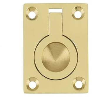 KOOPLES HARDWARE 50x63mm Flush Ring Pull – Recessed Ring Handle for Trapdoors, Cabinets & Floor Hatches – Solid Brass or Stainless Steel Fold-Flat Pull for Joinery & Access Panels (Polished Brass)