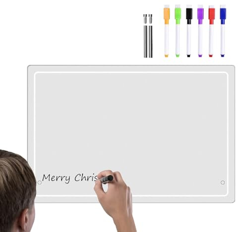 Whiteboard, trocken abwischbar, transparentes Acryl-Whiteboard, Zeichenbrett, Notizblock, wiederverwendbarer Tischplaner, inklusive sechs farbigen Stiften, ideal für Erwachsene, Studenten, Lehrer, 30