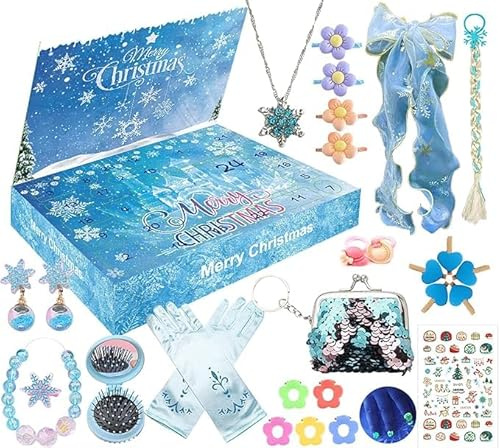 Panngu Adventskalender 2025 für Mädchen 24 Füllungen Weihnachten Countdown Kalender Surprise Geschenk mit Halskette Haarschmuck Geldbörse usw