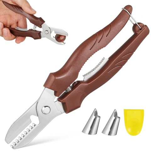 IWOWHERO Cortador Manual de Castañas y Abridor de Nueces Acero Inoxidable Herramienta para Cascanueces Segura Multifuncional para Hogar y Cocina Protector y Cucharilla