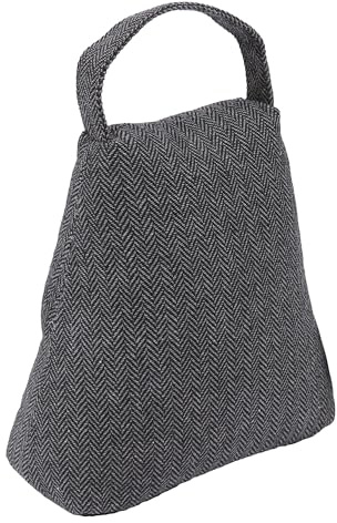 CKB LTD Fabric Door Stopper – Heavy 1.5kg Weighted Interior Decorative Door Stop - Non-Scratch Floor Door Holder for Home, Office Carpet & Hard Floors (Grey Bag)