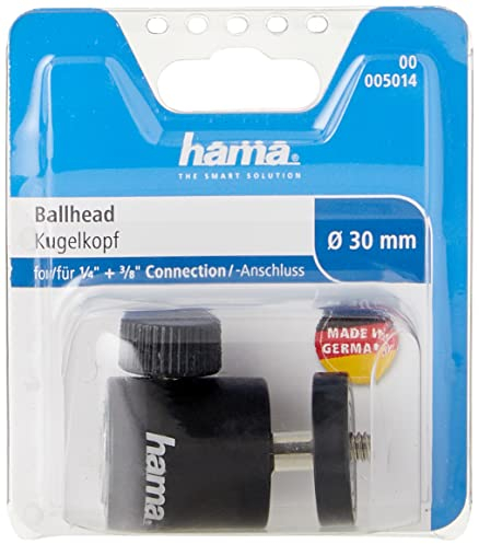 Hama Kugelkopf für Stativ, Gewinde B 1/4“ und B 3/8“, 50 Höhe mm, Schwarz