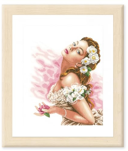 Lanarte Counted Cross Stitch Kit: Lady of The Camellias (Aida,W), NA, 37 x 48cm