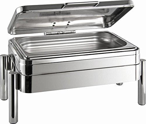 APS 12370 Chafing Dish GN 1/1 -PREMIUM-, 66 x 48cm, H: 33cm 18/8 Edelstahl 1 Gestell, 1 Wasserbecken, mit Sandwichboden, 1 Wasserbeckenrahmen, 1 Deckel mit