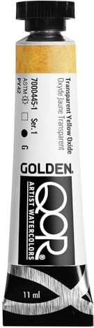 GOLDEN QoR Artist Watercolors, Transparent Yellow Oxide, 11 ml Tube