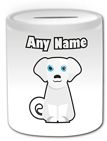 Personalisiertes Geschenk – Labrador Spardose (Animal Hund Design Thema, weiß) – alle Nachricht/Name auf Ihre einzigartige – Puppy