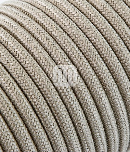 Cavo elettrico tondo rotondo rivestito in tessuto colorato Filato Grezzo Canvas Sabbia 10 metri 2x0,75 per lampadari, lampade, abat jour, design. Made in Italy!