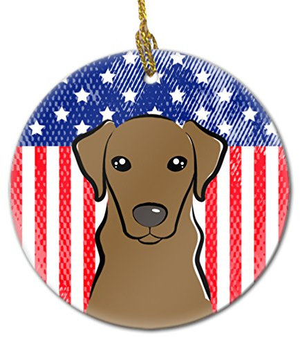 Caroline's Treasures BB2164CO1 Dekofigur Amerikanische Flagge und Schokolade Labrador, 7,6 cm, Mehrfarbig