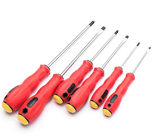 MAXPOWER 6-piece Magnetic Screwdriver Set Commercial Grade Phillips & Slotted Comfort Grip Screw Drivers with Pouch