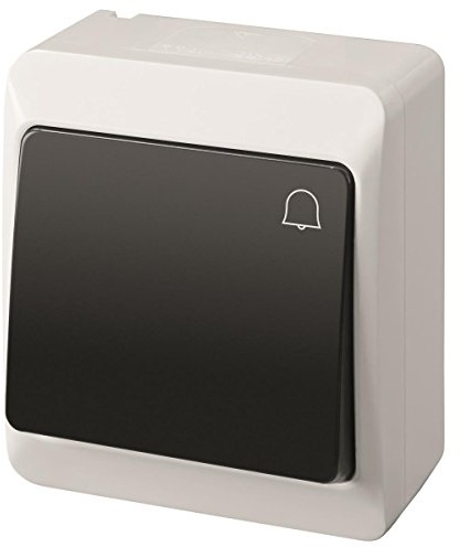 Aufputz Klingel Taster 10 A 230 V IP44 Farbe weiß/schwarz HERMES