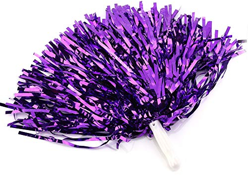 VGEBY Cheerleading Pompoms, 6 Pieces Cheerleader Sport Party Dance Accessories Hand Flower Pompoms Cheers 7 Colours to Choose from (Colour: Purple)