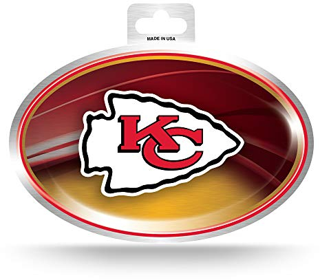 Rico Industries OVM2701 NFL Kansas City Chiefs Metallic Team Logo Aufkleber, rot, 9,5 x 14,6 cm