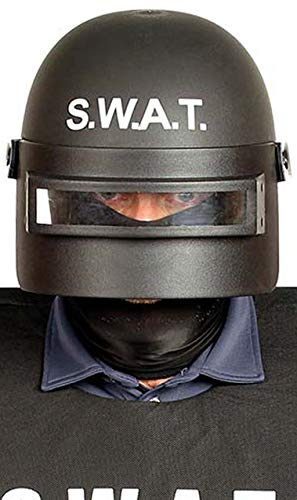 Fiestas Guirca Adults Swat Helmet Hard Plastic Police Fancy Dress Hat Accessory Halloween Cosplay Special Forces Dress Up Black One Size